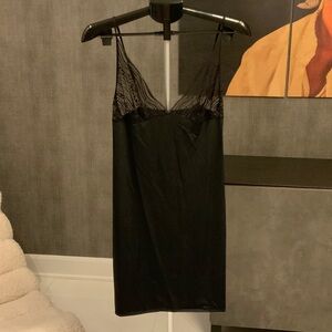 Calvin Klein Black Lace-Trim Slip Chemise